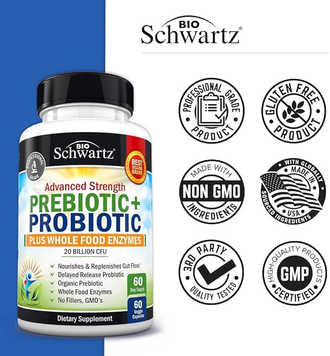 Advanced Strength Pre and Probiotics Supplement with Digestive Enzymes (2 Month Supply) Plus Elderberry with Zinc and Vitamin C for Adults Immune Support (2 Month Supply)