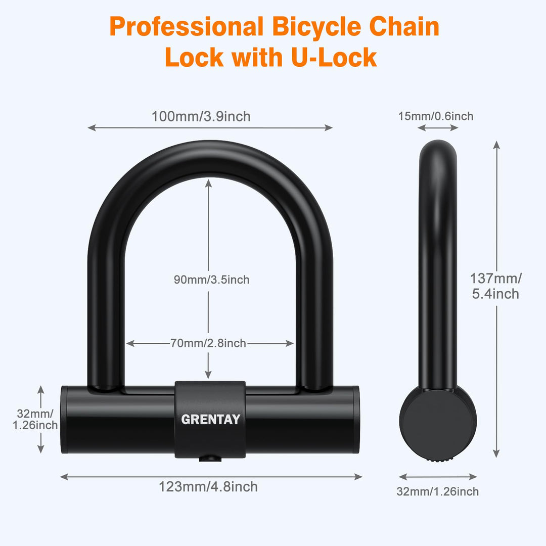 Bike Chain Lock, 5.25 Feet/160cm Heavy Duty Anti Theft Bicycle Chain Lock 0.6inch/15mm Thick Cut Proof Security Bike Locks with Keys for Bike, Motorcycles, Scooter, Stroller, Gate, Fence
