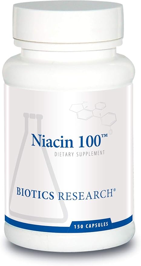 Biotics Research Niacin 100, 100 Milligram Niacin, Vitamin B3, Cholesterol, HDL, LDL, Triglyceride, LP, Cardiovascular Health, 150 Capsules