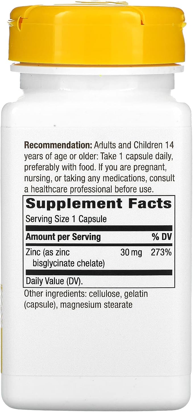 Askshy Nature's Way Zinc Chelate 30 Mg Potency Enhanced Absorption 100 Capsules, 100 Count