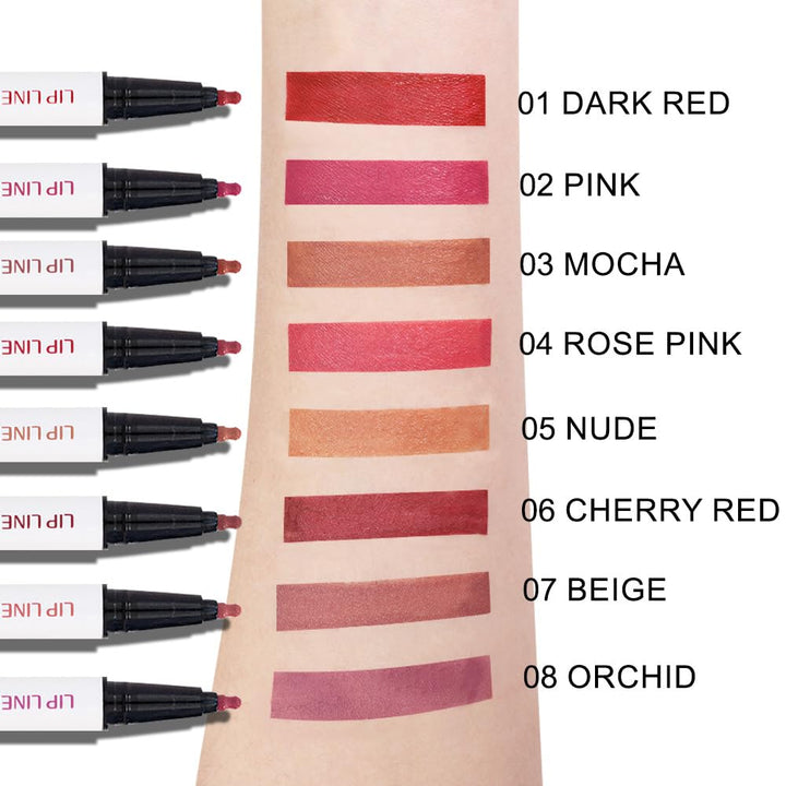 Kaely 2Pcs Dark Red Longwear Liquid Lip Liner Waterproof, 24 Hour Long Lasting Lip Liner Stain Peel Off Marker Pen, 2-in-1 Matte Semi Permanent Lipliner & Lipstick, Vegan & Cruelty-Free, 01+06