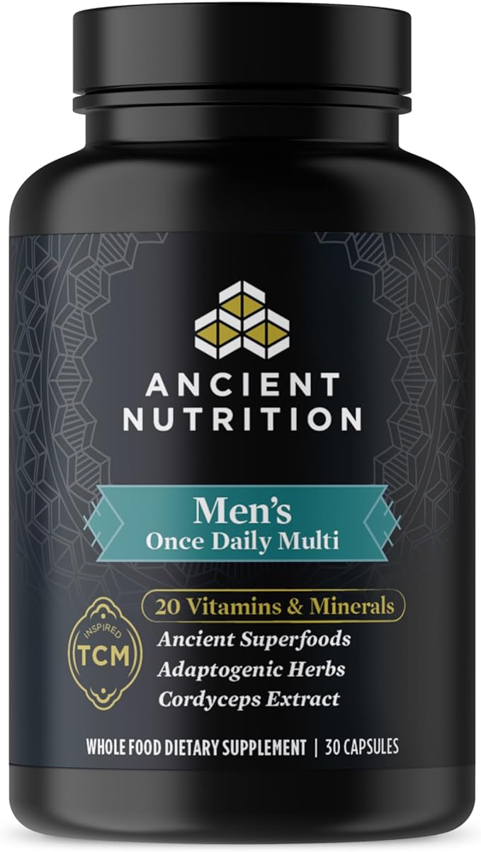 Ancient Nutrition Multivitamin for Men, Ancient Multi Men's Once Daily Vitamin Supplement 30 Ct, Vitamin A, Vitamin B and Vitamin K2, Fenugreek Seed, Supports Immune System, Paleo and Keto Friendly