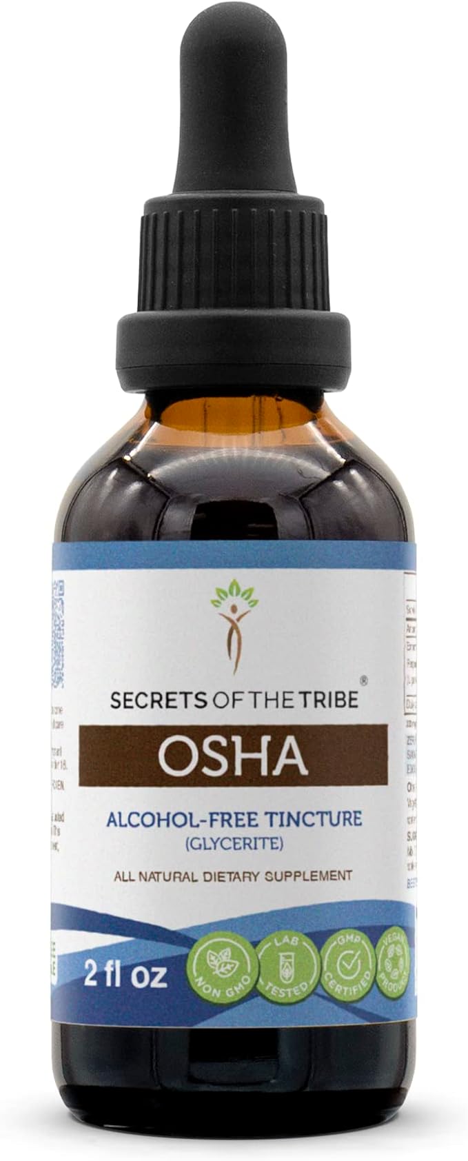 Secrets of the Tribe OSHA Tincture Alcohol-Free Extract, High-Potency Herbal Drops, Tincture Made from Responsibly farmed OSHA Ligusticum porteri Respiratory System Health 2 oz