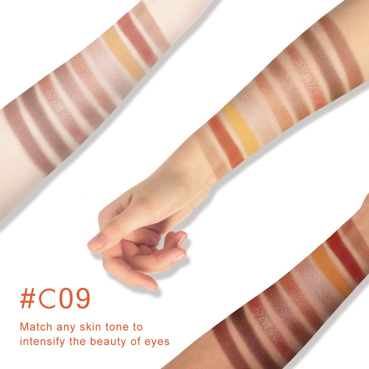 Catkin Eyeshadow Palettes 9 Blendable Shades Smooth Long Lasting Eyeshadow Matte and Glitter Eye Makeup Highly Pigmented Makeup Palettes C09 SUNSET