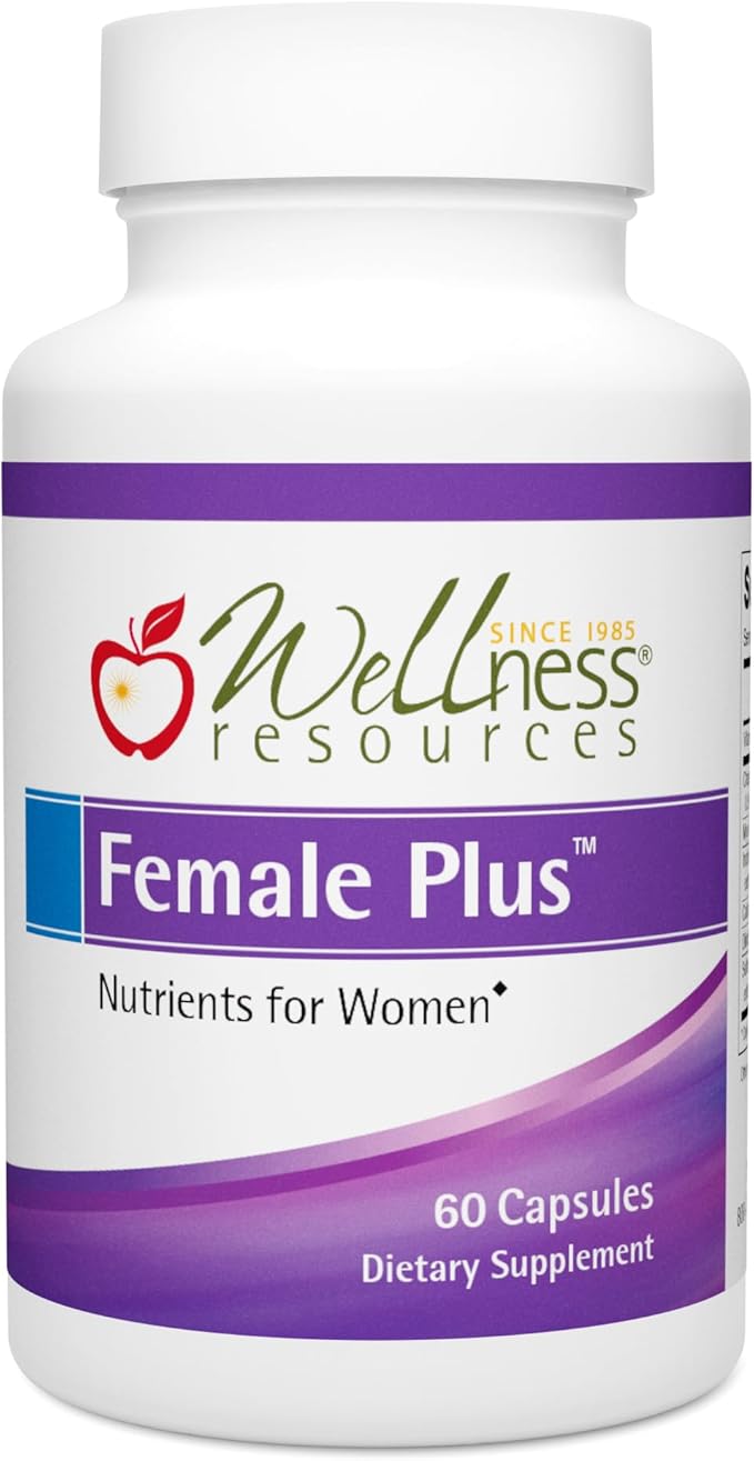 Wellness Resources Female Plus for Healthy Estrogen Metabolism, Menstrual Rhythm Support, Energy and Mood - Chaste Berry, I3C, DIM, Calcium-D-Glucarate, B6, Myo-Inositol, Sulforaphane (60 Capsules)