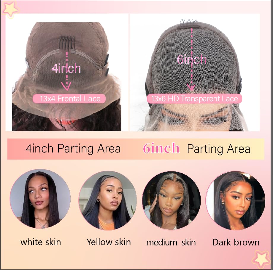 13x6 Lace Front Wigs Human Hair 28 Inch Straight HD Transparent Lace Front Wigs Human Hair Pre Plucked Natural Color 180 Density With Baby Hair for Women