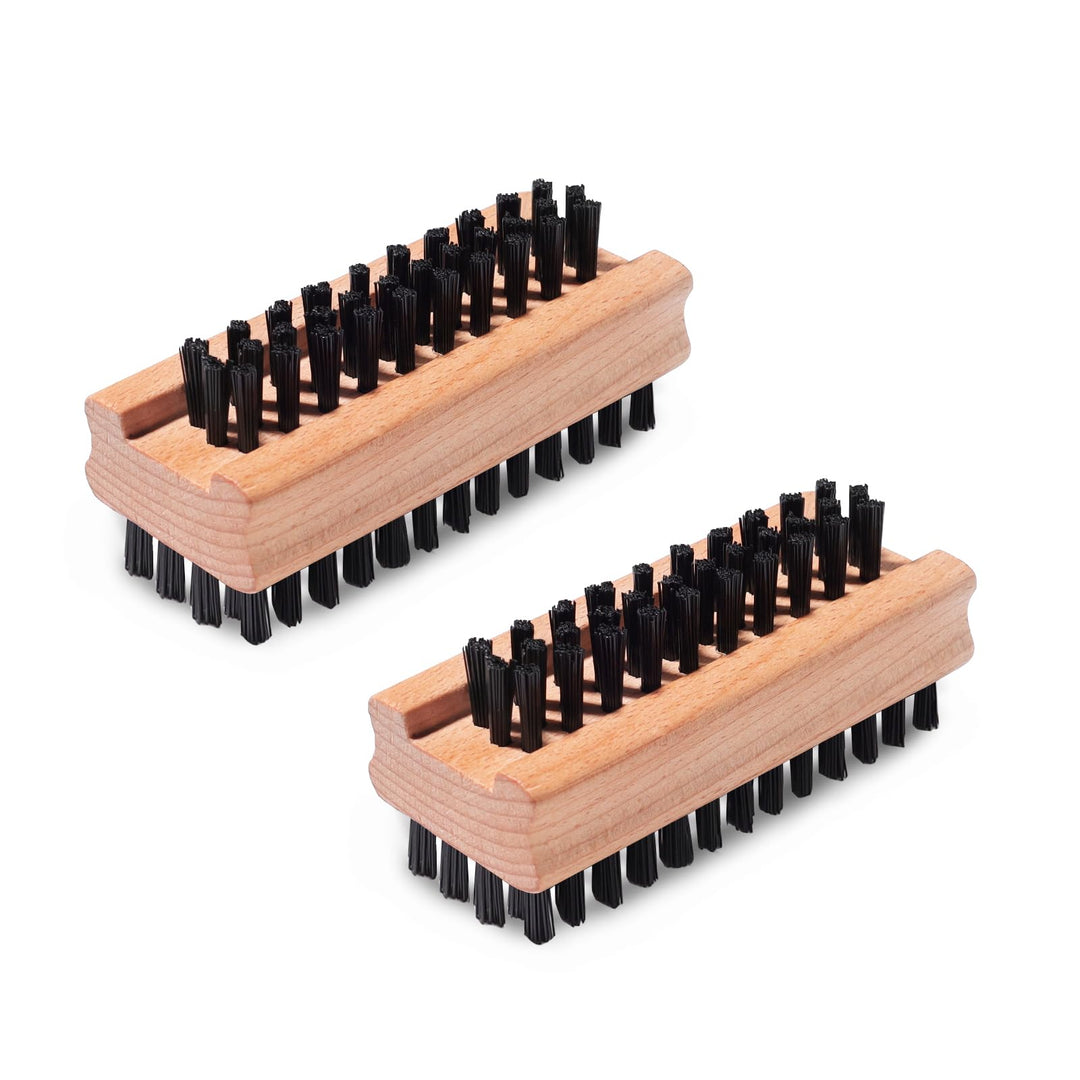 VALENTISE Wooden Nail Brush for Cleaning Fingernails, 2 Pack Cleaning Nail Brush with Firm Nylon Bristle, Two-Sided Nail Scrub Brush for Scrubbing Nails and Toes