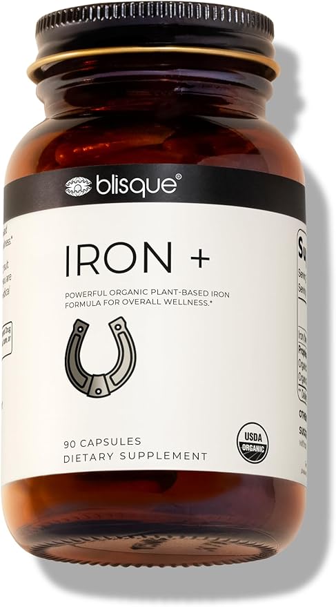 Blisque - Organic Plant-Based Iron Formula for Blood Health, Immune Support, and Energy | from Organic Curry Leaf Extract | 90 Capsules