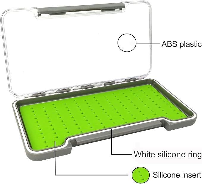 Aventik Fly Fishing Boxes Silicone Super Slim Fishing Storage Fishing Tackle Case Waterproof Best Pocket Sizes 7.36"X4.02"X0.63"/5.39"X3.74" X0.63'(1pc-g048lb)