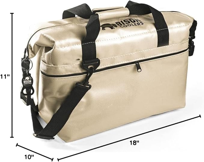 Bison Coolers Softpak Series, Made in USA, Soft Cooler Bag Insulated Leak Proof for Beach, Travel, Camping, Picnic, Car, Trips, 24+ Hour Ice Retention