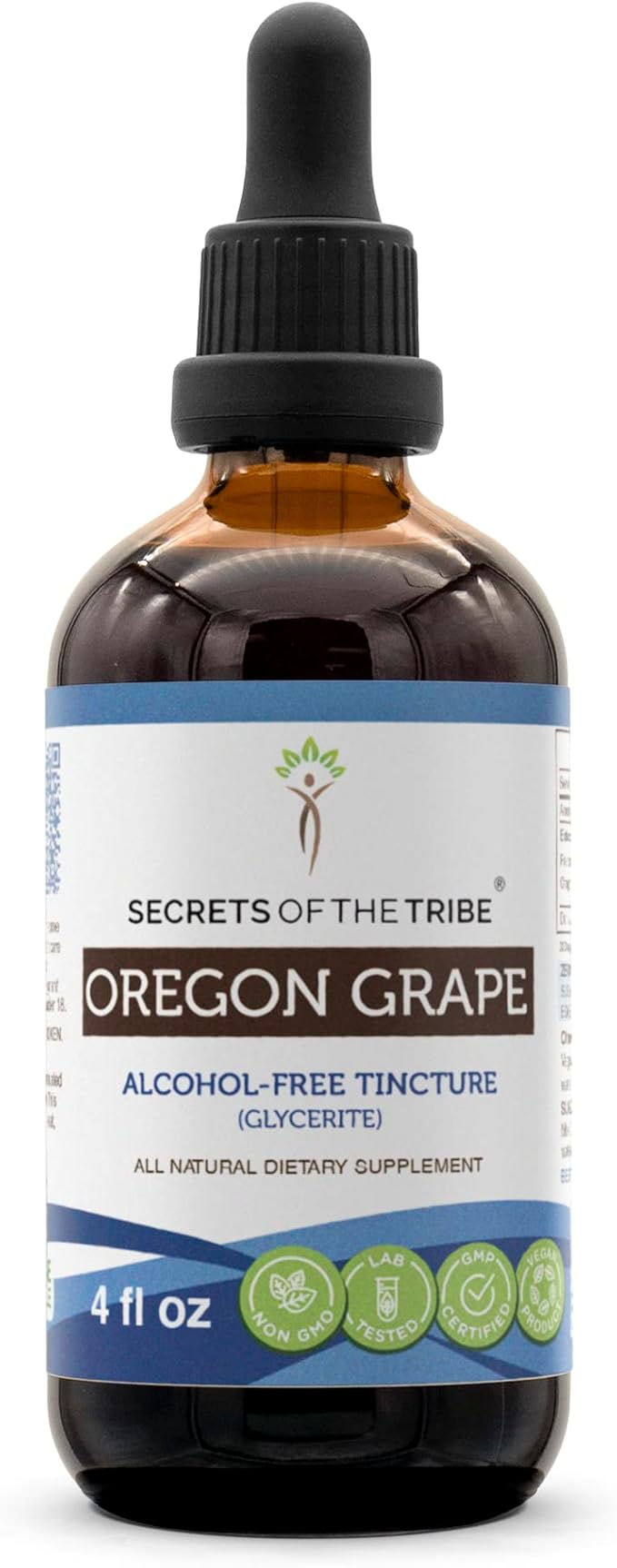 Secrets of the Tribe Oregon Grape Alcohol-Free Liquid Extract, Responsibly farmed Oregon Grape (Mahonia aquifolium) Dried Root (4 FL OZ)