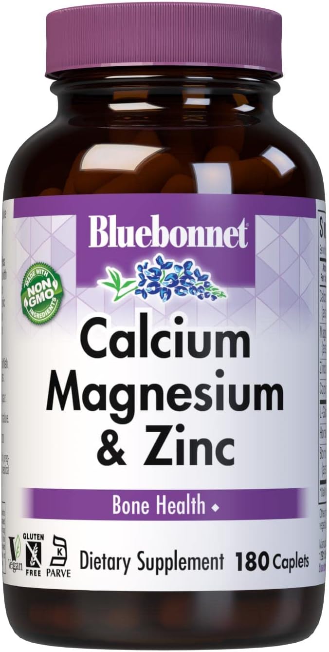 BlueBonnet Calcium Magnesium Zinc Caplets, 180 Count