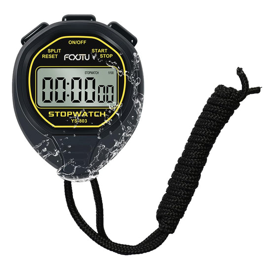 FCXJTU Digital Waterproof Stopwatch, No Bells, No Whistles, Simple Basic Operation, Silent, Clear Display, ON/Off, Large Display for Swimming Running Training Kids Coaches Referees Teachers (Black)