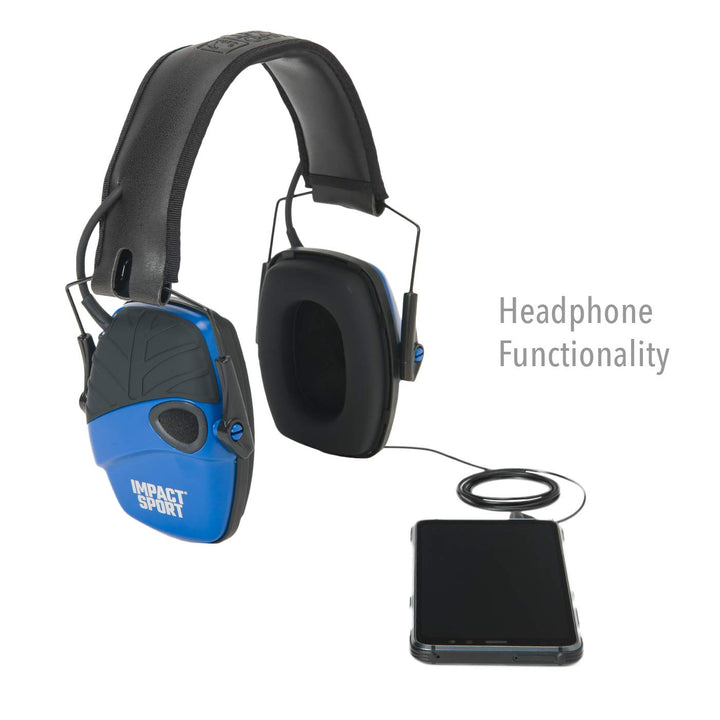 Howard Leight by Honeywell Impact Sport Sound Amplification Electronic Shooting Earmuff, Real Blue