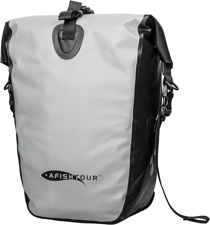 Waterproof Bike Pannier -25 L Saddle Bag for Bicycles Rear Rack - Bike Bag for Grocery, Laptop (Grey, 1 PCS)