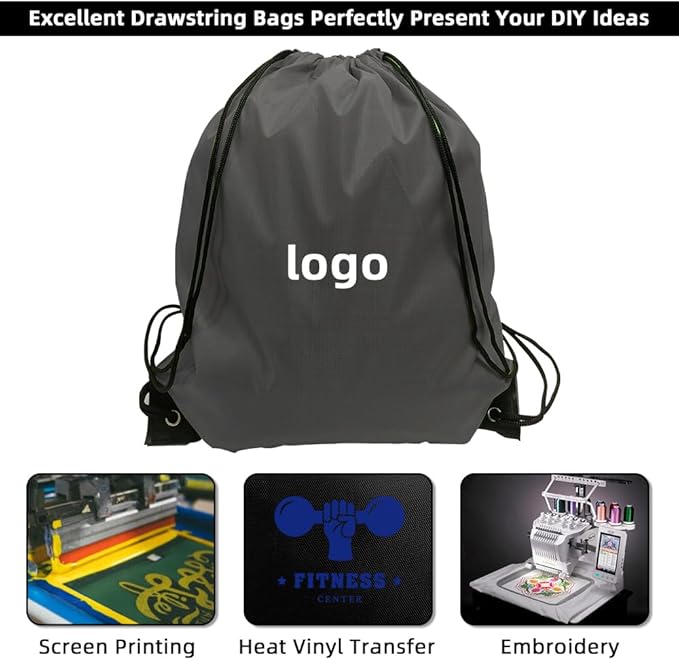 GoodtoU Drawstring Backpacks, Drawstring Bags Bulk Cinch Sack Drawstring Gym Bag for Sport, Traveling, Team (20Pcs, Grey)