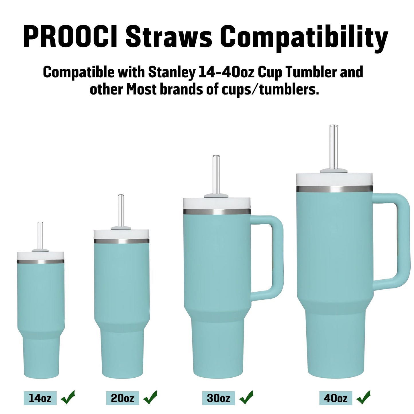 10-Pack 12" Replacement Drinking Straw for 30oz-40oz Stanley Cup, PROOCI Extra Long Reusable Straws with Cleaning Brush, Clear Plastic Straw for Cocktails, Juice, Tea | Food Grade Tritan | BPA-Free