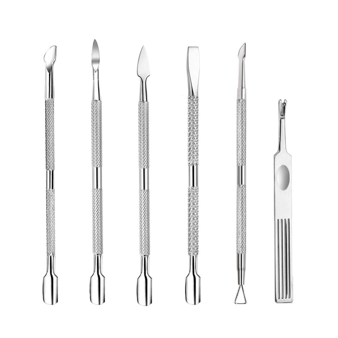 6PCS Cuticle Pusher Set, Stainless Steel Cuticle Remover Kit, Cutter and Trimmer Manicure and Pedicure Tools for Fingernail and Toenails