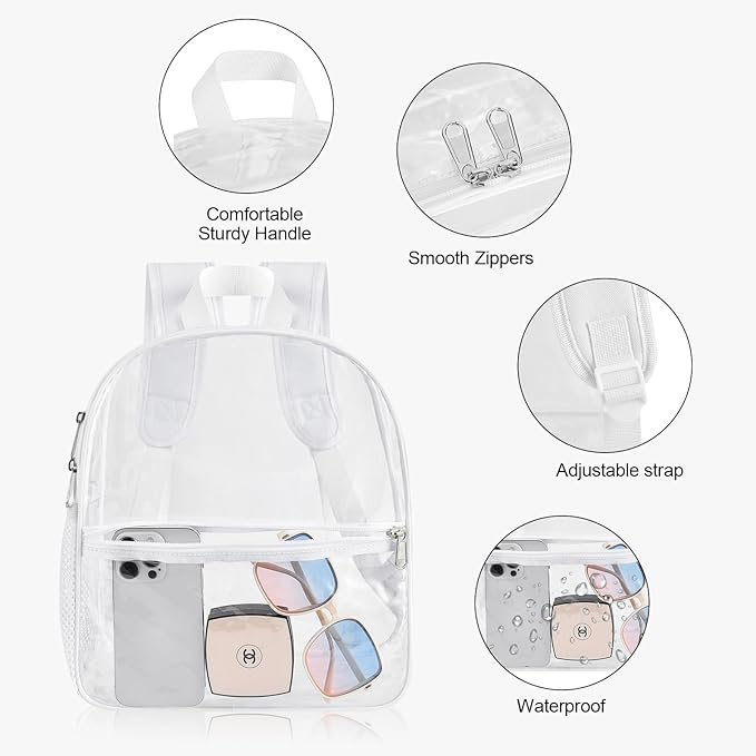 USPECLARE Clear Backpack for Stadium Approved 12×6×12, Water proof Clear Bag for Stadium Events and Concert Work Sport Event