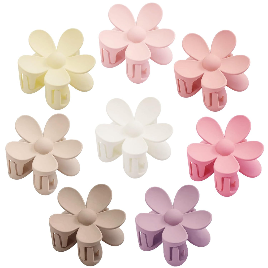 Flower Hair Clips Big Hair Claw Clips 8PCS Large Daisy Hair Clips Matte Claw Clips Strong Hold Jaw Claw Clips Thick Thin Hair for Women Girls 8Colors
