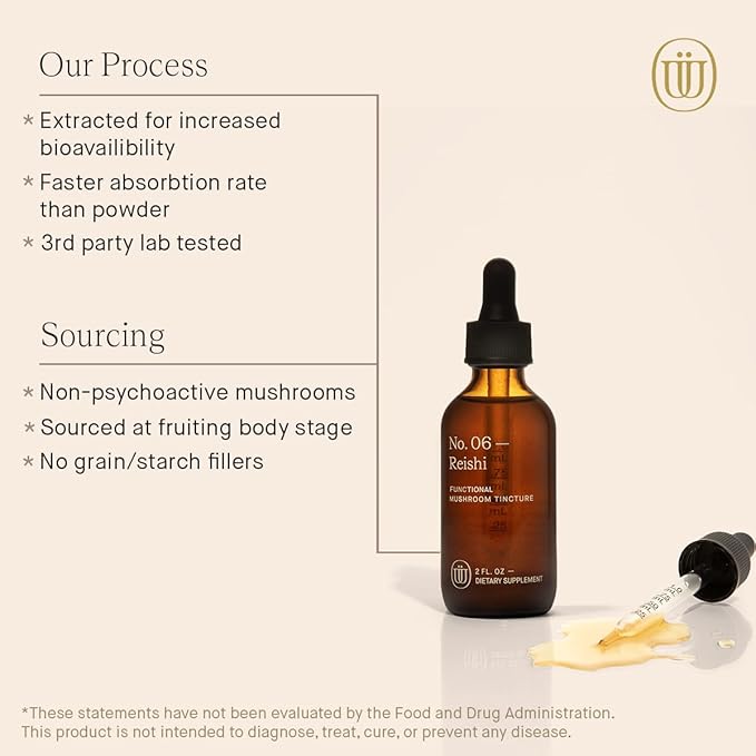 Reishi Mushroom Extract - Double Extracted Fruitbody Mushroom Tincture | Wellness Booster, Improve Sleep, Balance Hormones (60 Servings)