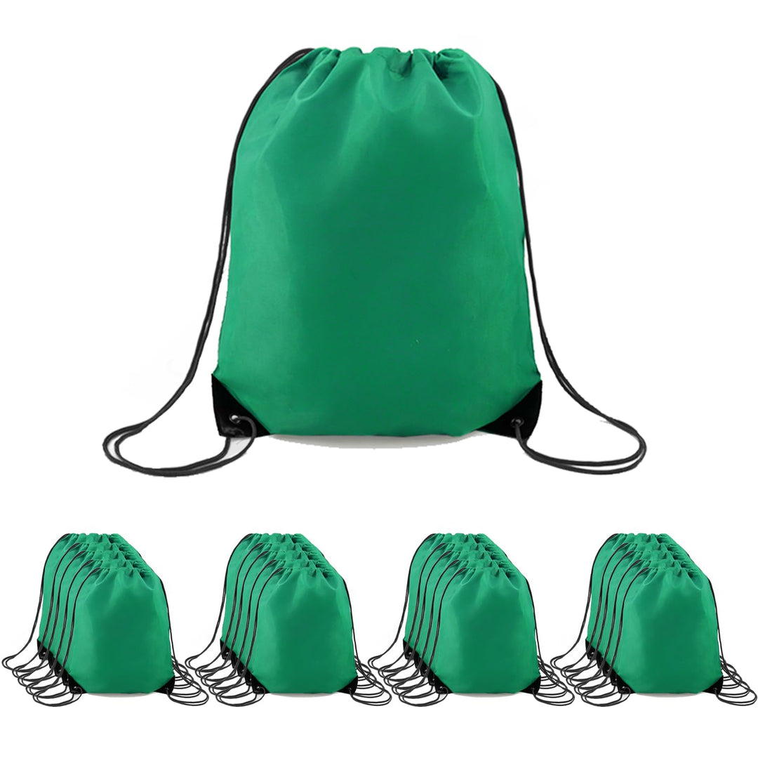 BeeGreen 20 pieces Dark Green Drawstring Backpack Bags Cinch Bags Bulk Heavy Duty String Backpack Machine Washable Sackpack Outdoor Sport Bags for Men Women…