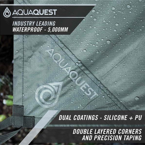 AquaQuest Safari Camping Tarp - Lightweight Durable Rain Fly - Waterproof Camping Essentials for Hiking, Backpacking & Hammock
