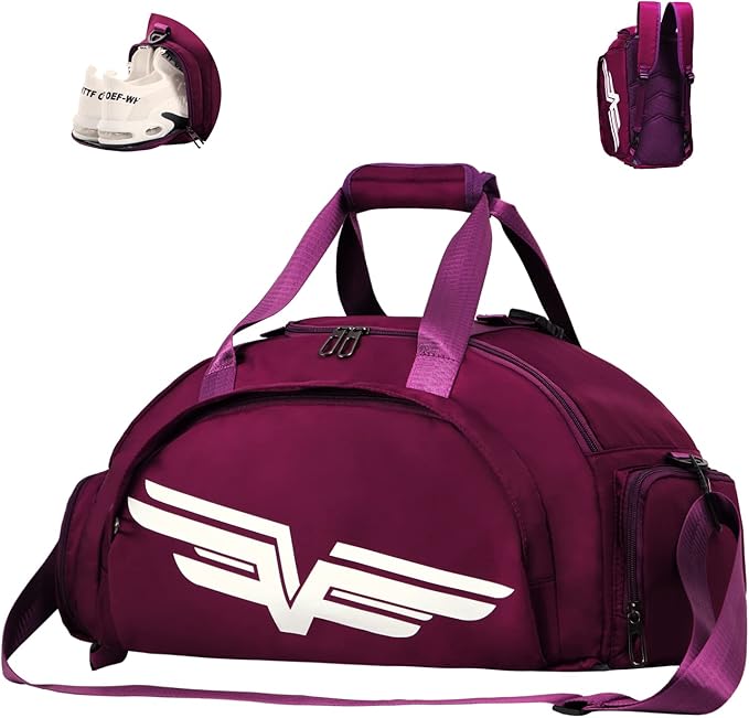 FIORETTO 30L Sports Gym Duffle Bag with Wet Pocket & Shoe Compartment, Weekender Hospital Overnight Bag for Women, Sports Holdall Backpack