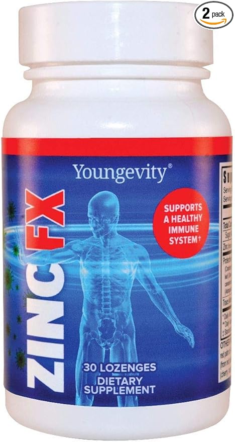 Youngevity Zinc Fx - Zinc + Trace Minerals + Elderberry + Astragalus - Immune Support Chewable - Highly Absorbable - Delicious - 30 Lozenges (Pack of 2)