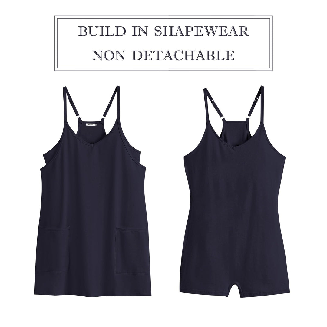 ANRABESS Women Summer Mini Romper Dress Workout Tennis Active Sports Athleisure Outfits built in Shorts Trendy Vacation Navy Blue X-Smal