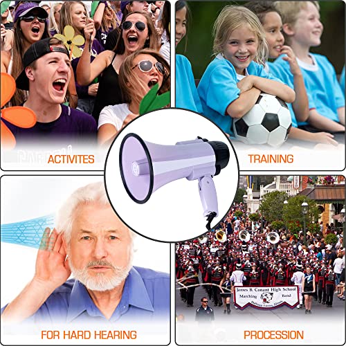 30 Watt Power Portable Megaphone Bullhorn Speaker Voice, Siren/Alarm and 240S Recording with Volume Control and Strap (Purple)