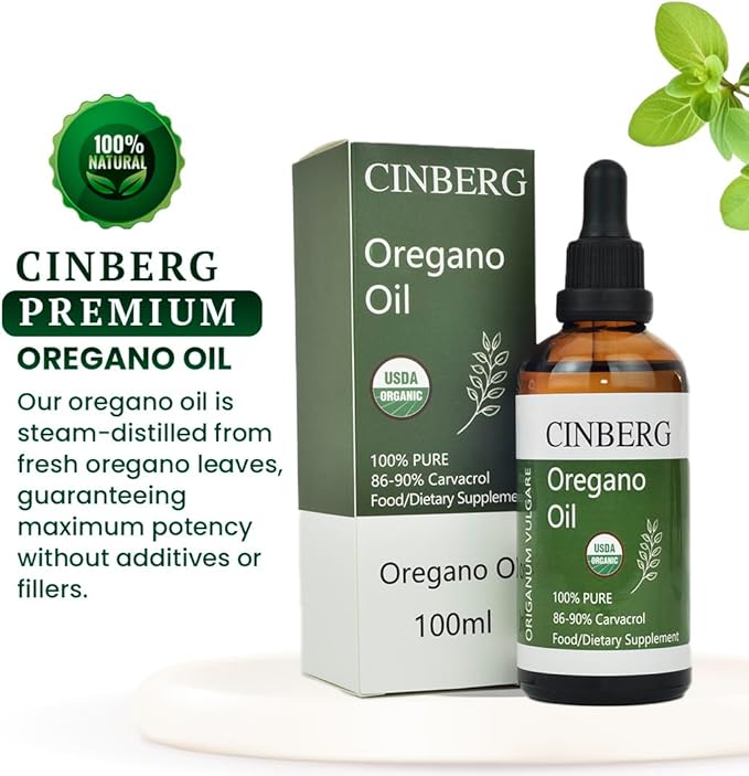 Premium 100% Pure Organic Oregano Oil (Origanum Vulgare) - Certified, Wild-Sourced, Therapeutic Grade Food Oil for Immune Support - Antibacterial & Antifungal - Rich in Antioxidants