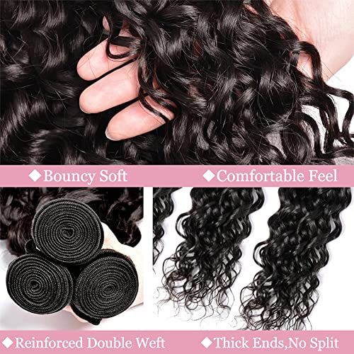 Deep Wave Human Hair Bundles, 18 20 22 Inch, 100% Unprocessed Brazilian Virgin Hair, Deep Curly, Natural Black, Wet And Wavy Bundles - 3 Pack, Style Keep Texture Silky Soft, Hair Extension