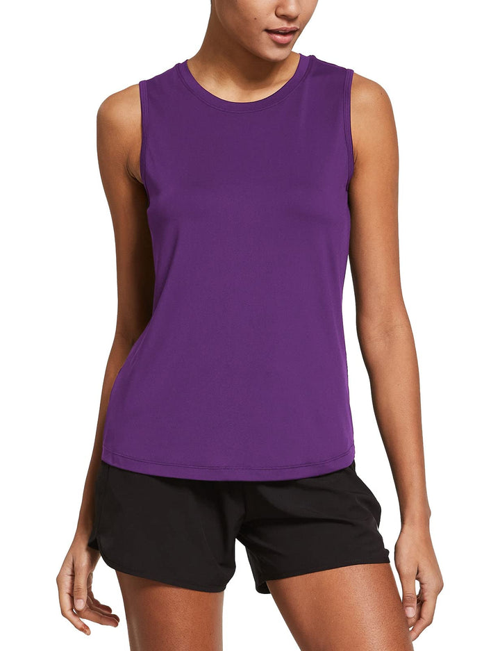 BALEAF Women's Sleeveless Workout Shirts Exercise Running Tank Tops Active Gym Tops Purple Size XS