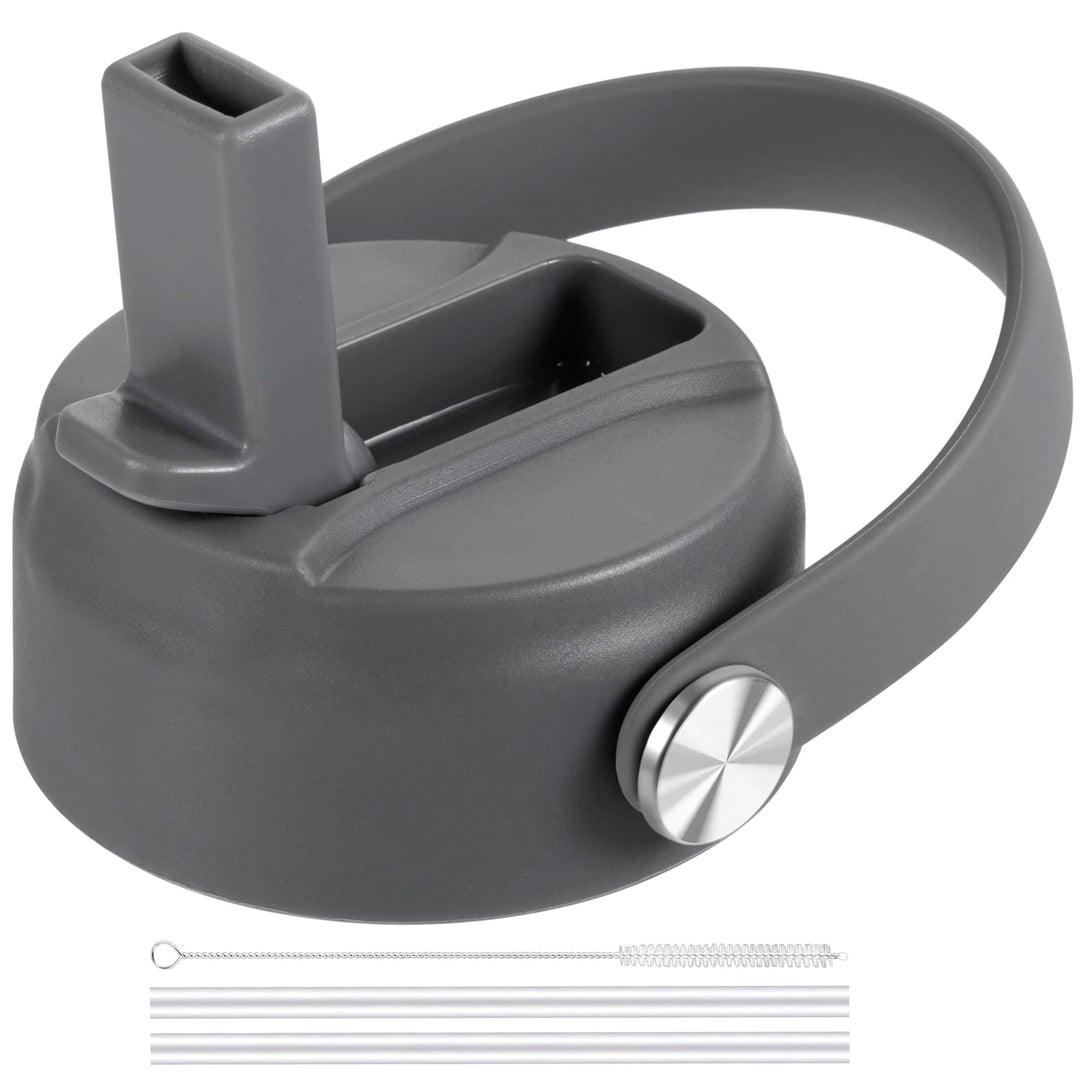 Straw Lid for Hydro Flask Wide Mouth Water Bottles, Top Lids with Straw Compatible with Hydro Flask 32 40 oz, Replacement Cap Wide Mouth Straws Flip Lid Flex Handle (Stone)