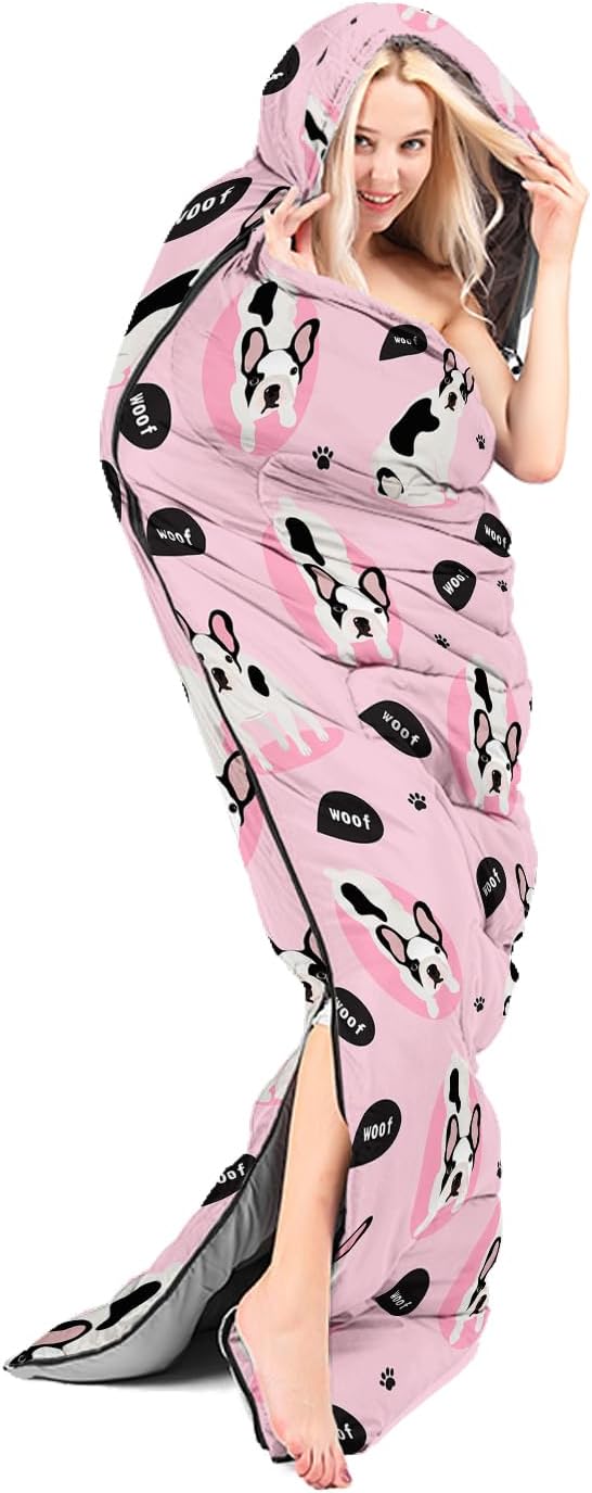 AILONEN Cartoon Fox Camping Sleeping Bag for Boys Girls Adults,Lightweight & Waterproof,3 Season Warm & Cold Weather,Portable,Kawaii Fox Printed Sleeping Bag,Traveling,Camping,Hiking