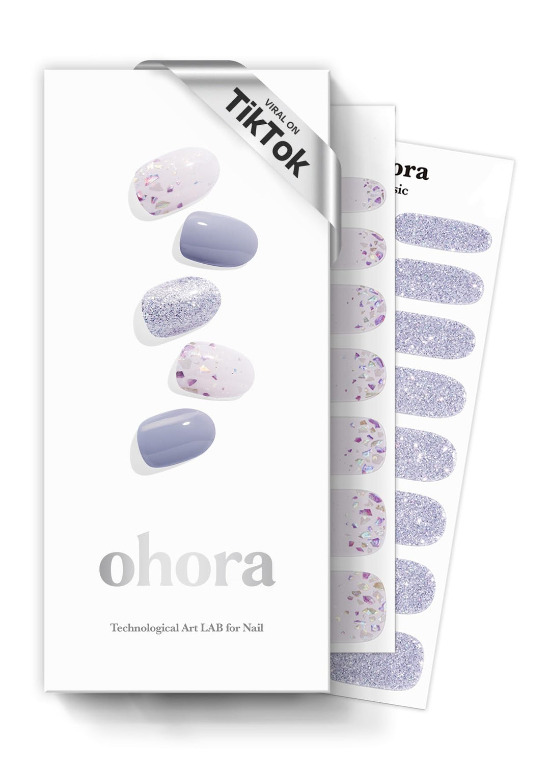 Ohora Semi Cured Gel Nail Strips (N Afterglow) - Blue, Glitter, Works With Any Uv/Led Lamps, Salon-Quality, Long Lasting, Easy T