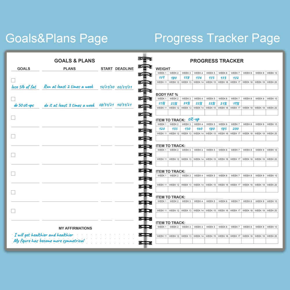 Fitness Planner for Women & Men - A5 Workout Log Book/Exercise Workout Log to Track Weight Loss, GYM, Bodybuilding Progress - Daily Health & Wellness Workout Journals, 5.8X8.25 In Workout Book