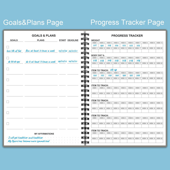 Fitness Planner for Women & Men - A5 Workout Log Book/Exercise Workout Log to Track Weight Loss, GYM, Bodybuilding Progress - Daily Health & Wellness Workout Journals, 5.8X8.25 In Workout Book