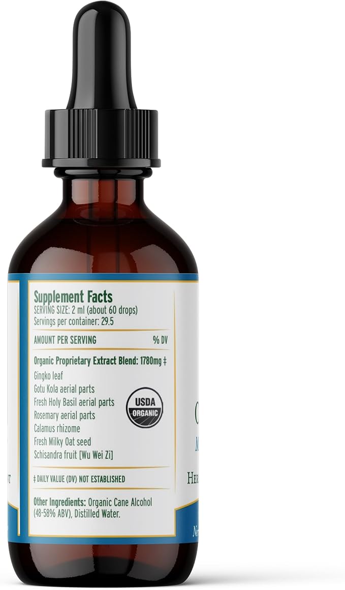 Organic Clarity Tincture -, Brain Tincture, Vascular System Support, Rosemary, Herbal Supplement - 2 Fl Oz