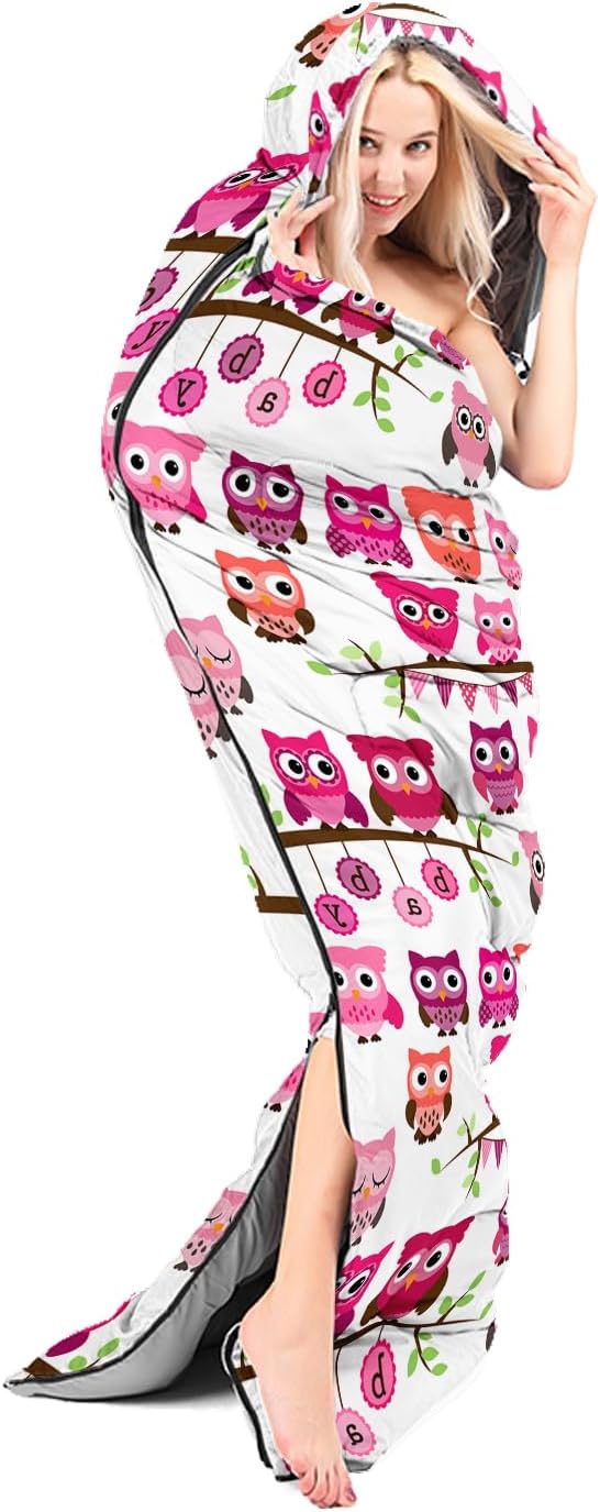 AILONEN Cartoon Fox Camping Sleeping Bag for Boys Girls Adults,Lightweight & Waterproof,3 Season Warm & Cold Weather,Portable,Kawaii Fox Printed Sleeping Bag,Traveling,Camping,Hiking