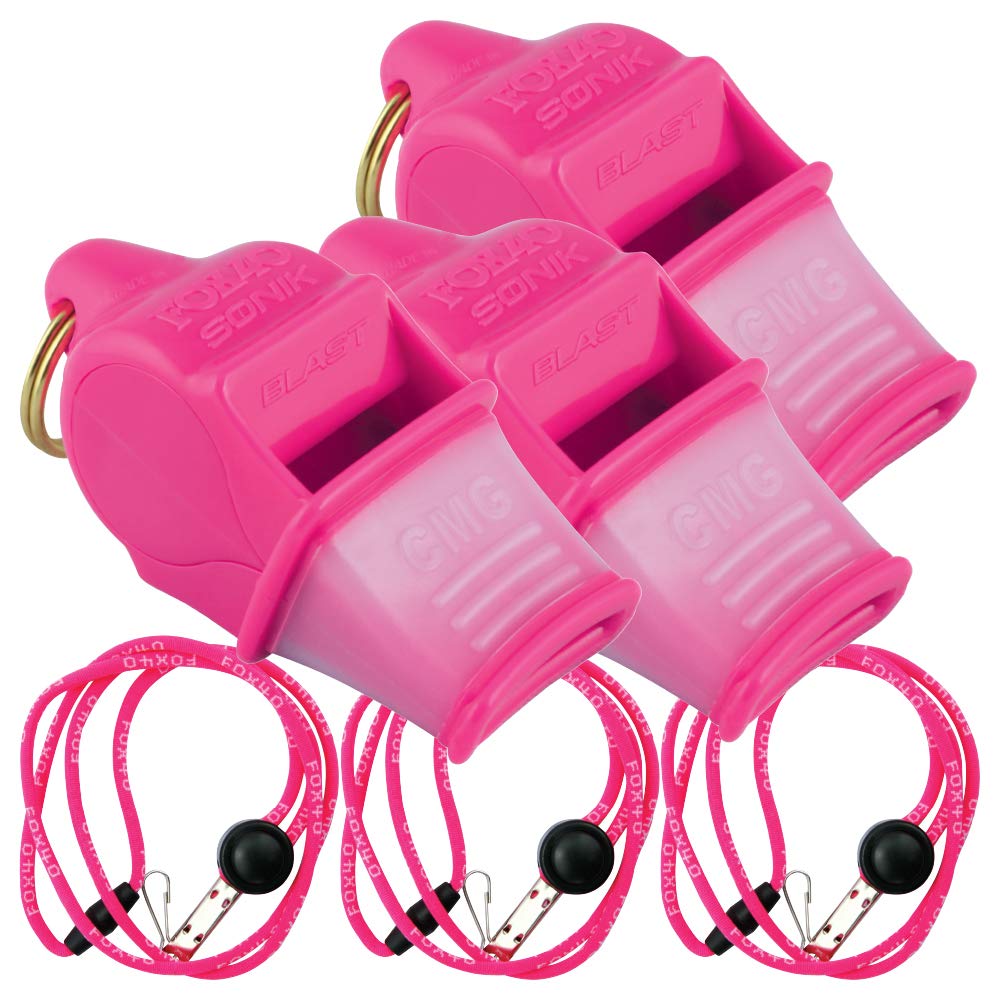 Fox 40 Sonik Blast CMG w/Breakaway Lanyard 3 Pack (Pink)