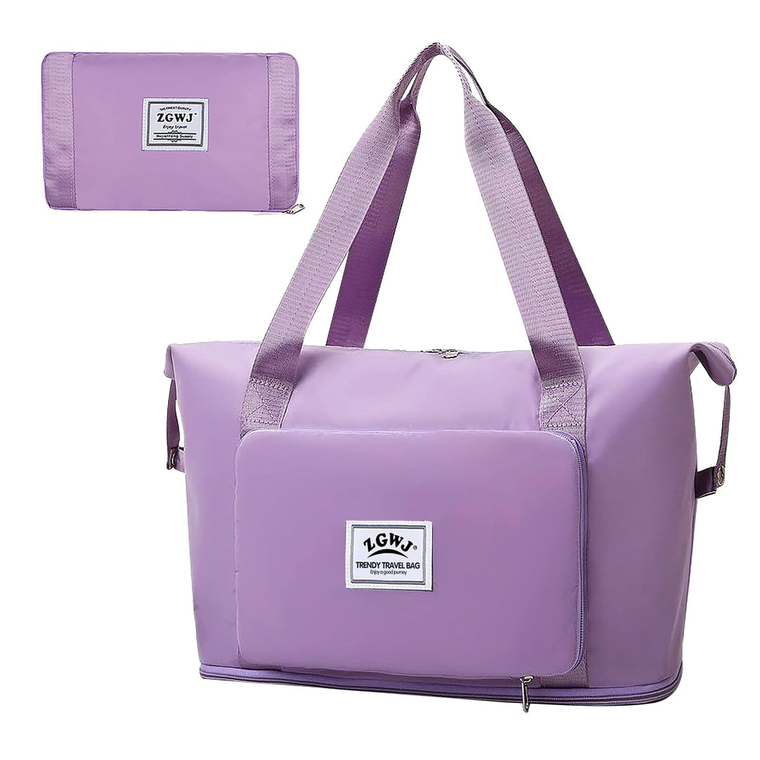 Travel Duffel Tote Bag,Waterproof Shoulder Weekender Bag For Women and Men Swim Sports Travel Gym Bag，Foldable and expandable bag Lightweight and easy Carry on Purple