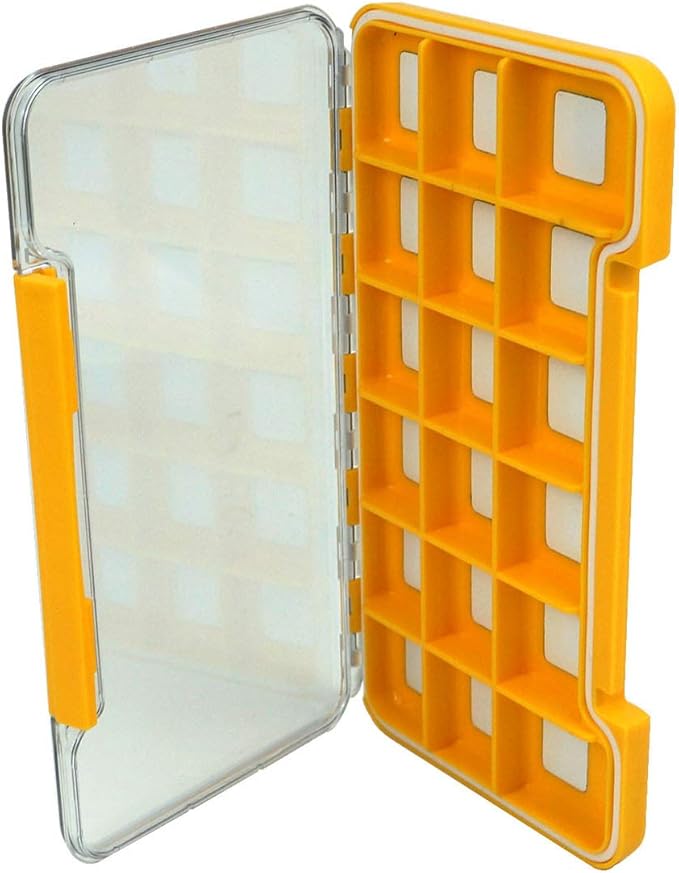 Waterproof Fly Fishing Box Slim Fishing Storage Fishing Tackle Case Multi Magnetic Compartments Tackle Hook Storage Box7.36"X4.02"X0.63" (187X102X16mm)(Orange-H046L18C)