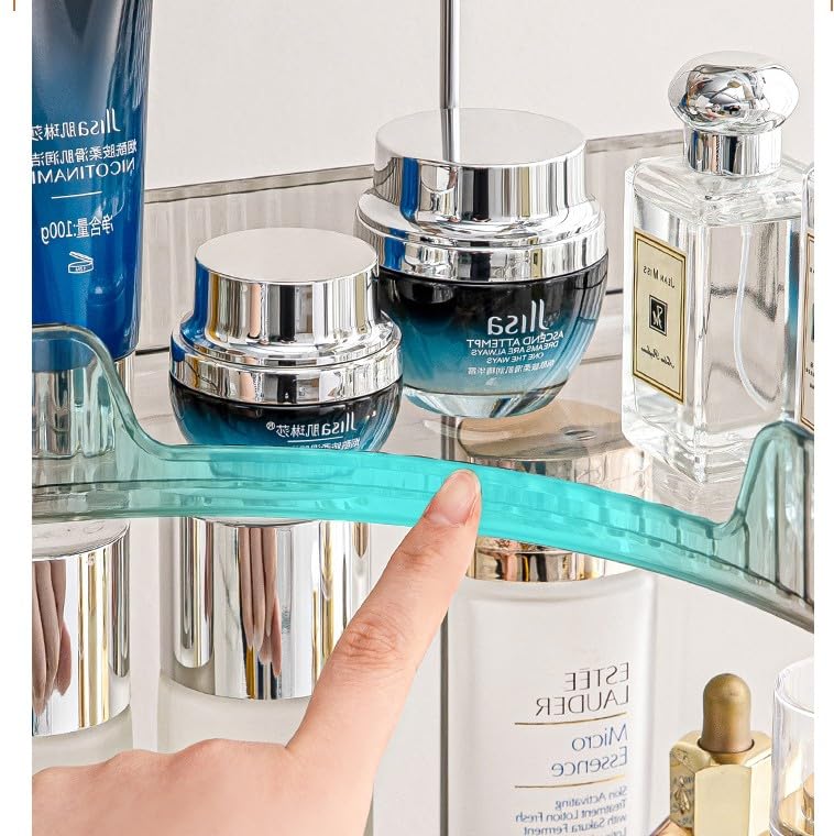 Corner Bathroom Counter Organizer, Vanity Trays for Skincare Makeup, 3-Tier Shelf for Cosmetics, Toiletries, Lotions, Perfumes (Clear)
