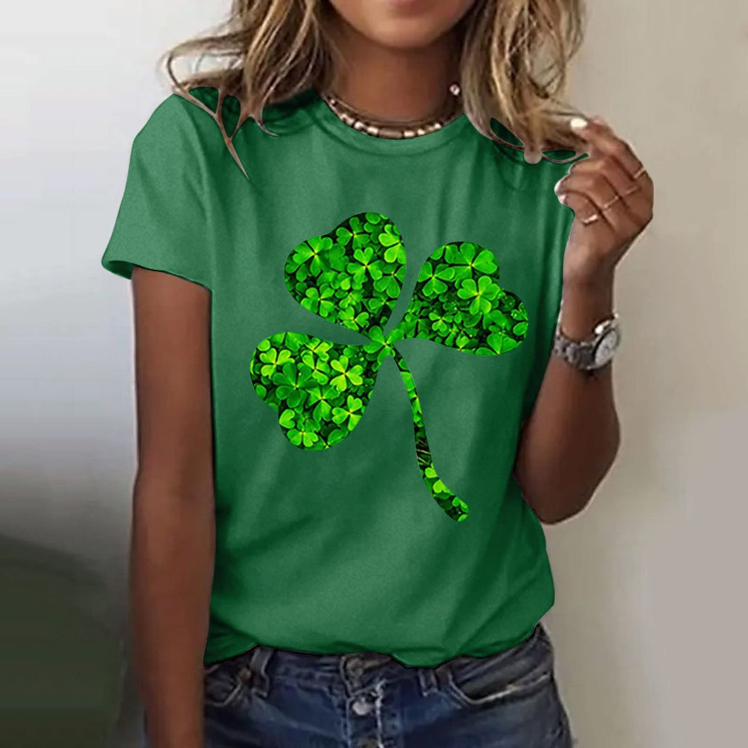 Aniywn Women's St Patricks Day Casual Short Sleeve T-Shirt Round Neck Graphic Print Tee Top Blouse