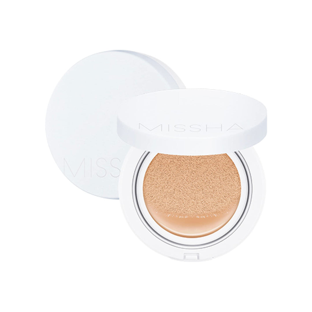 Missha Magic Cushion Moist Up No. 21 Light Beige For Bright Skin, Hydrating 3-In-1 Moisture Korean Cushion Foundation, Long-Last