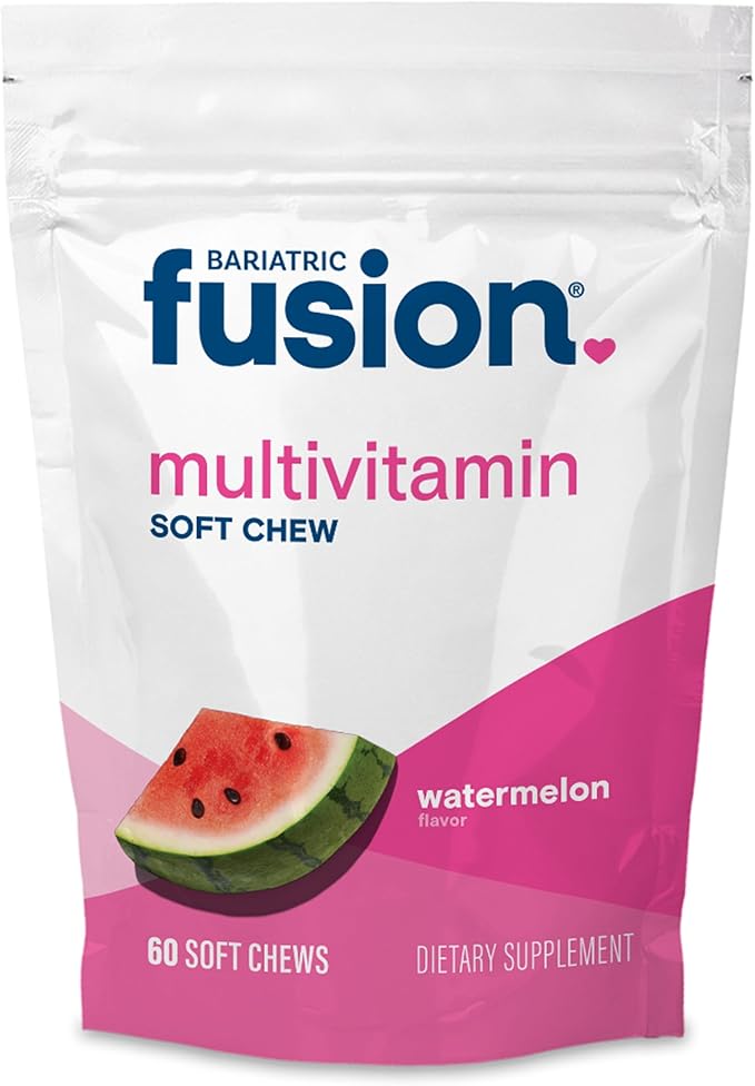Bariatric Fusion Bariatric Multivitamin Soft Chew | Watermelon Fruit Flavor | Chewy for Post Bariatric Surgery Patients Including Gastric Bypass and Sleeve Gastrectomy | 60 Count | 1 Month Supply