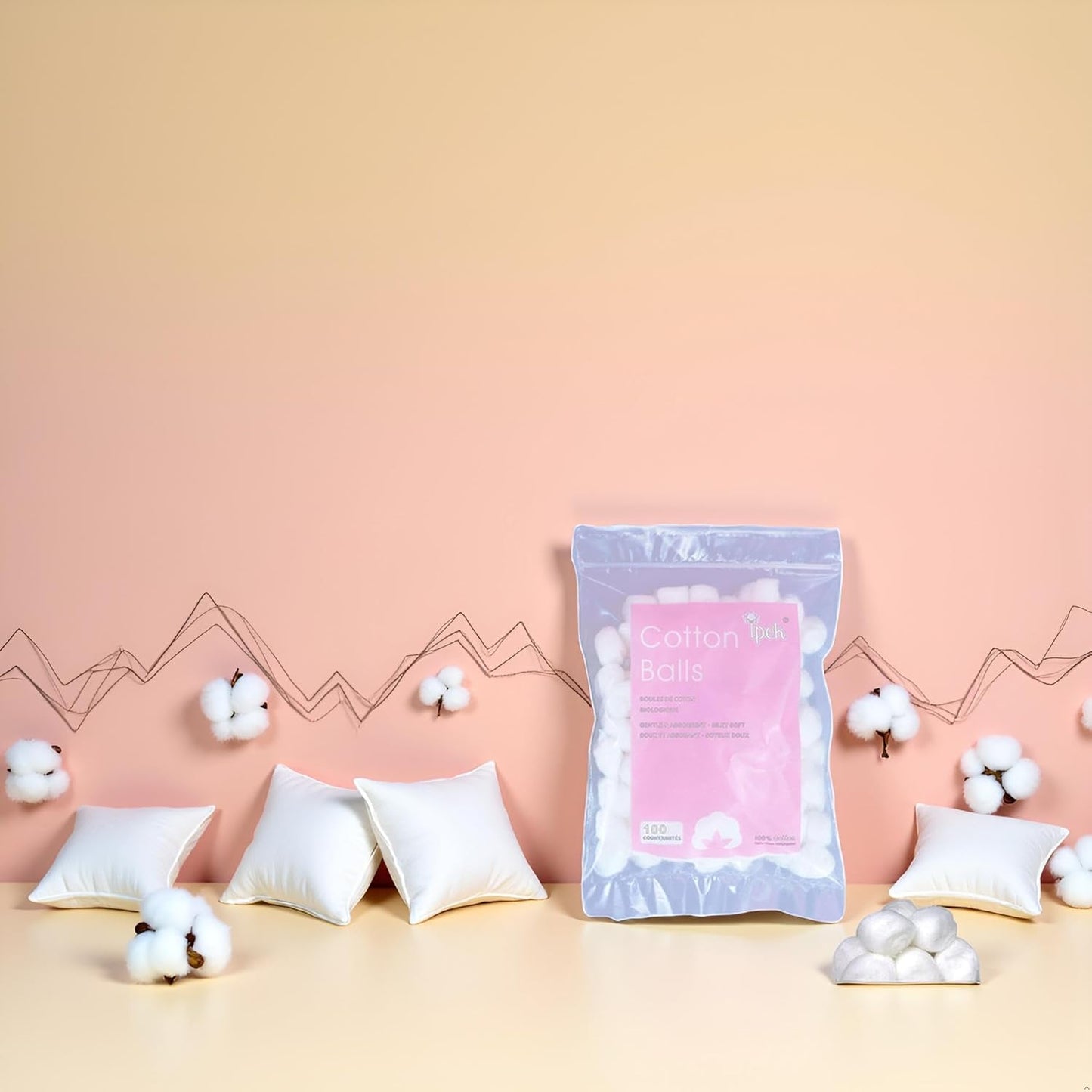 100 Pcs White Cotton Balls - Soft Cotton Wool | Delicate Lightweight Balls and Swabs for Sensitive Skin Household Needs Outdoor Traveling Everyday Use House Necessary Absorbent