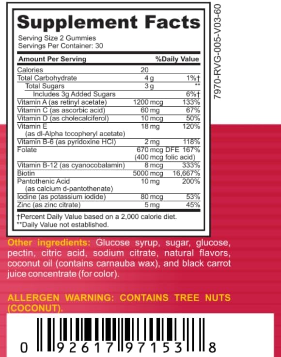 Bariatric Expert Hair Vitamin Gummies – Fast-Melting Dietary Supplement for Adults Post Bariatric Surgery, Nutritionist Recommended, Essential Daily Formula for Optimal Wellness - 60 Count